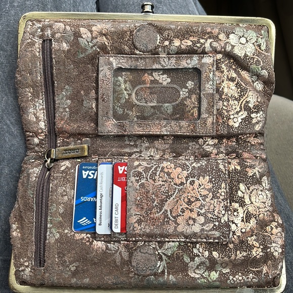HOBO WALLET…Brown with shimmer floral print - Picture 2 of 3